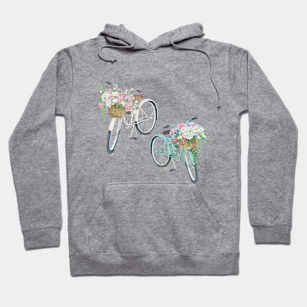 Vintage Bicycles with Flower Baskets Hoodie by susannefloe